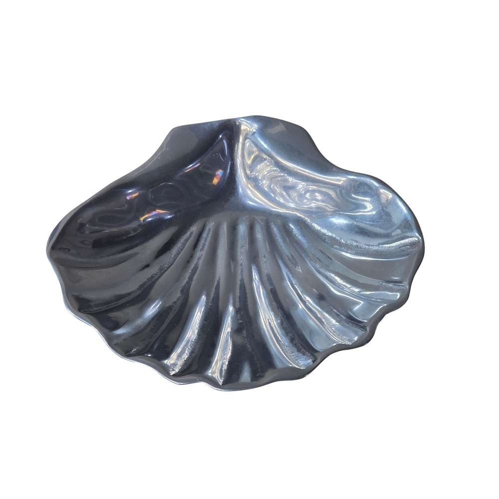 Wilton Armetale Scallop Shell‎ Bowl Silver Metal Footed Serving Dish 8 Inch USA
